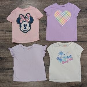Cat & Jack 5T T-shirt Bundle Play Tops Pink Minnie Mouse Purple Heart